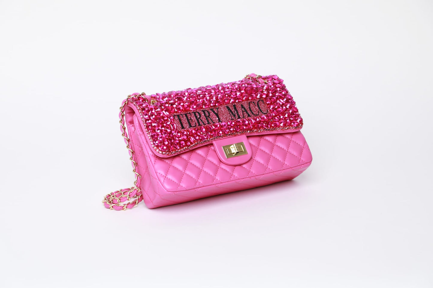 Terry Macc Hot Pink Crystaled Designer Bag