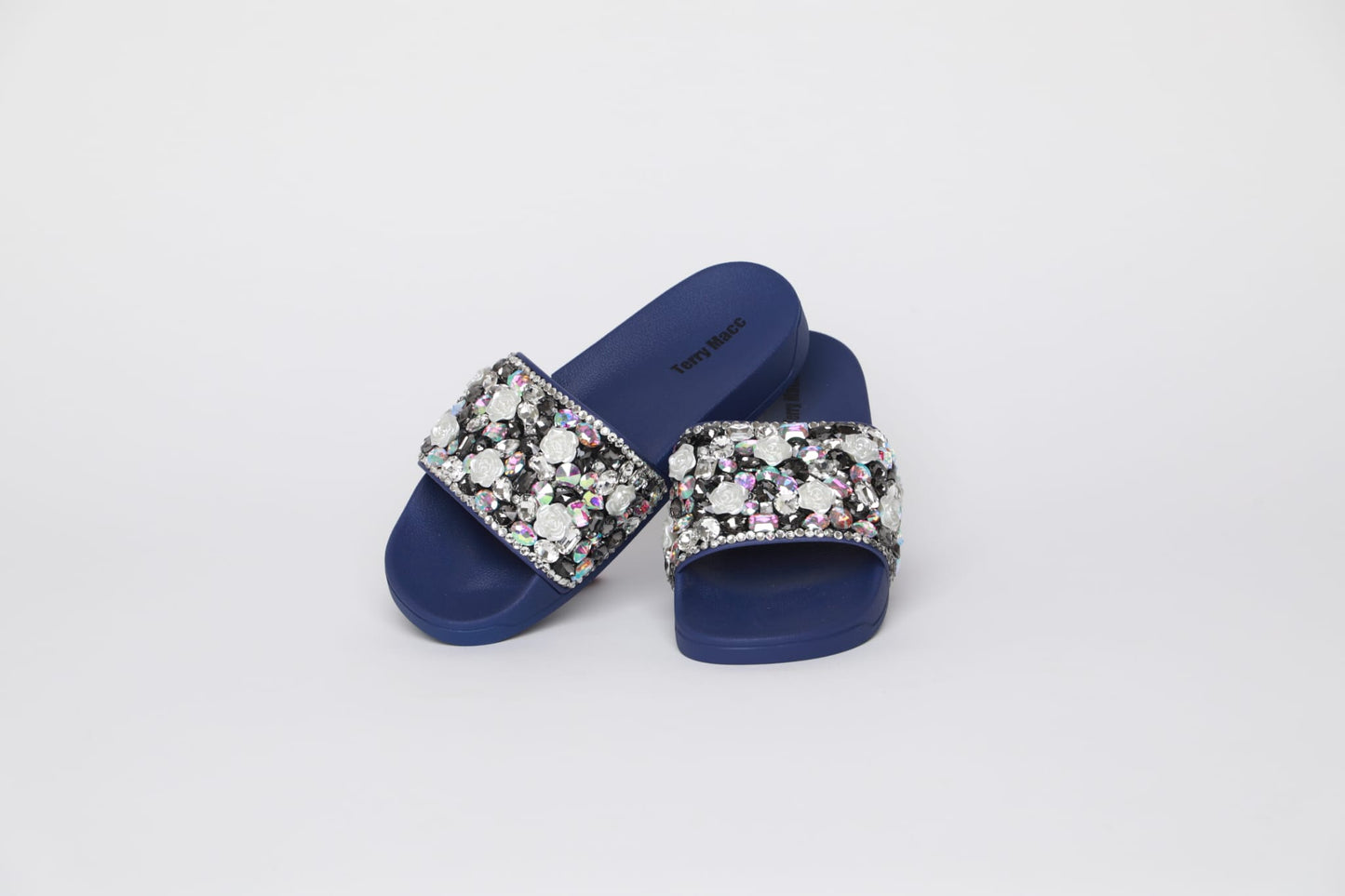 Terry Macc Crystal Garden Slides – Midnight Bloom Navy