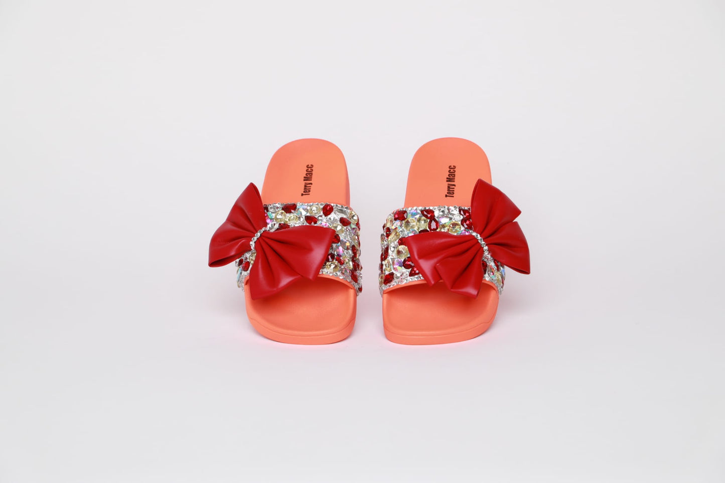 Terry Macc Bow Bling Slides – Red Bow Edition