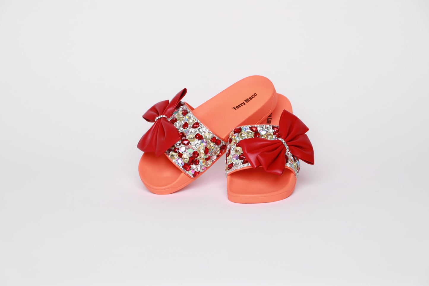 Terry Macc Bow Bling Slides – Red Bow Edition