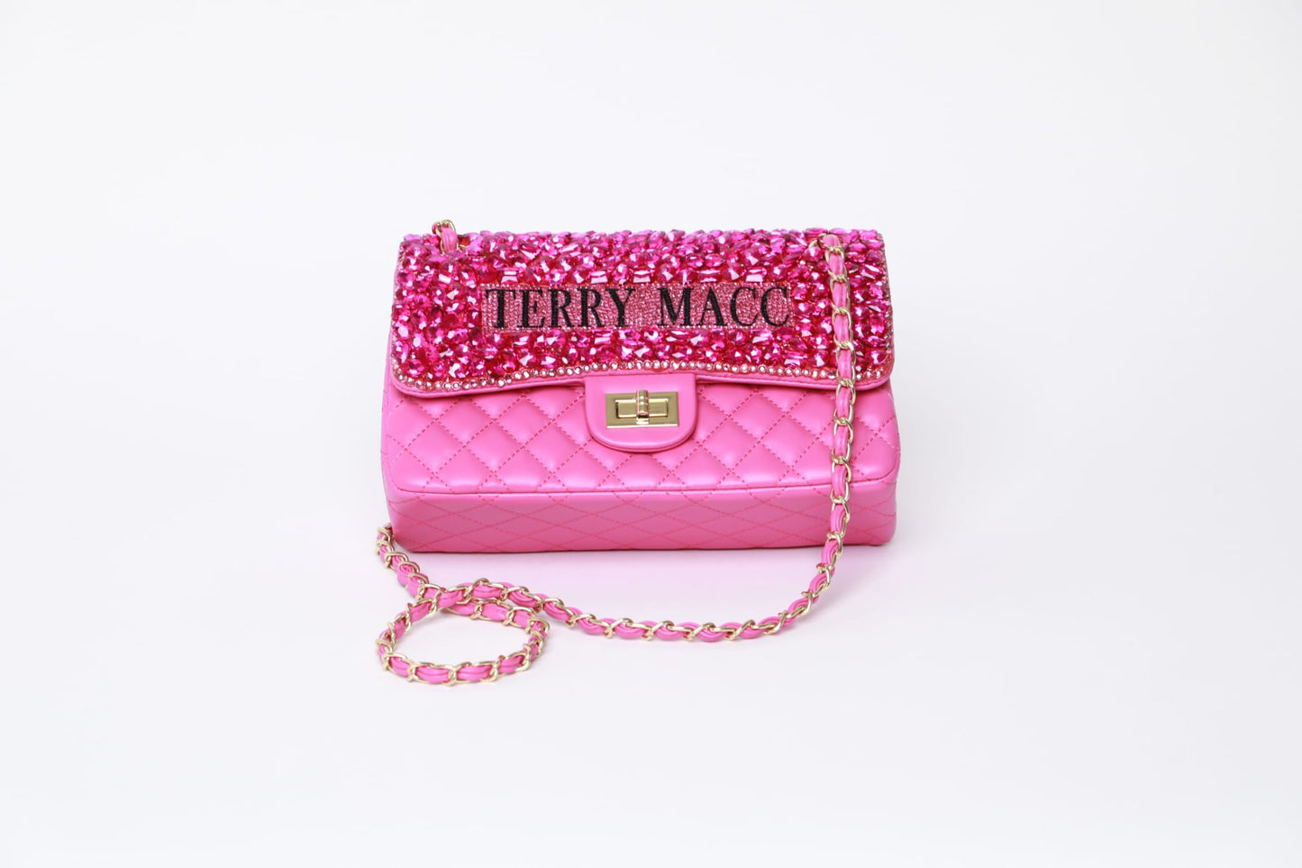 Terry Macc Hot Pink Crystaled Designer Bag