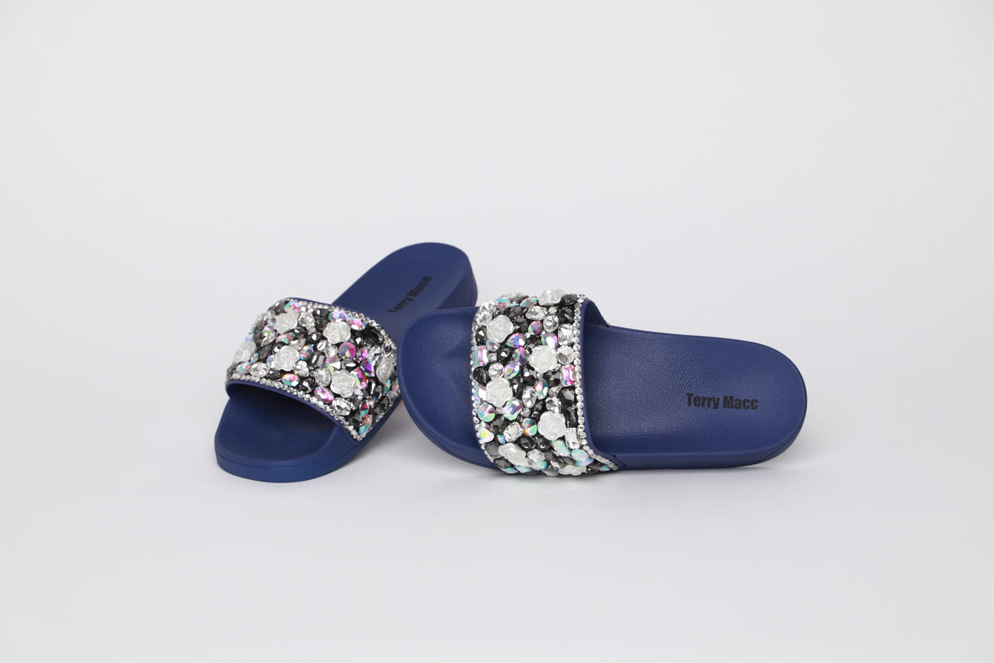 Terry Macc Crystal Garden Slides – Midnight Bloom Navy