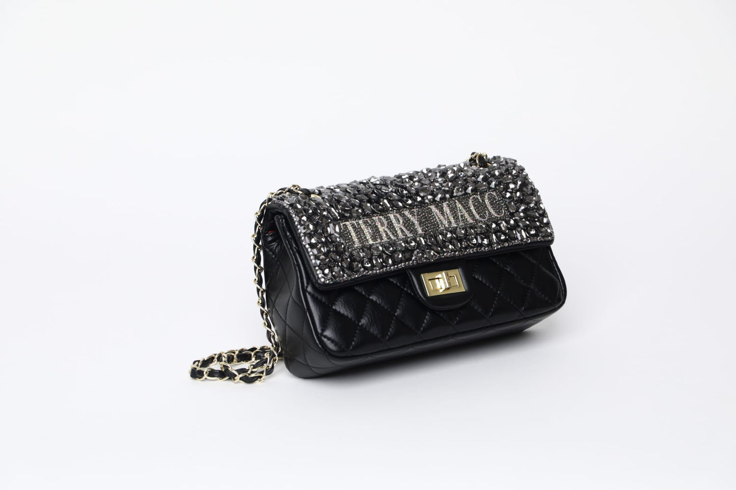 Terry Macc Black Crystaled Designer Bag