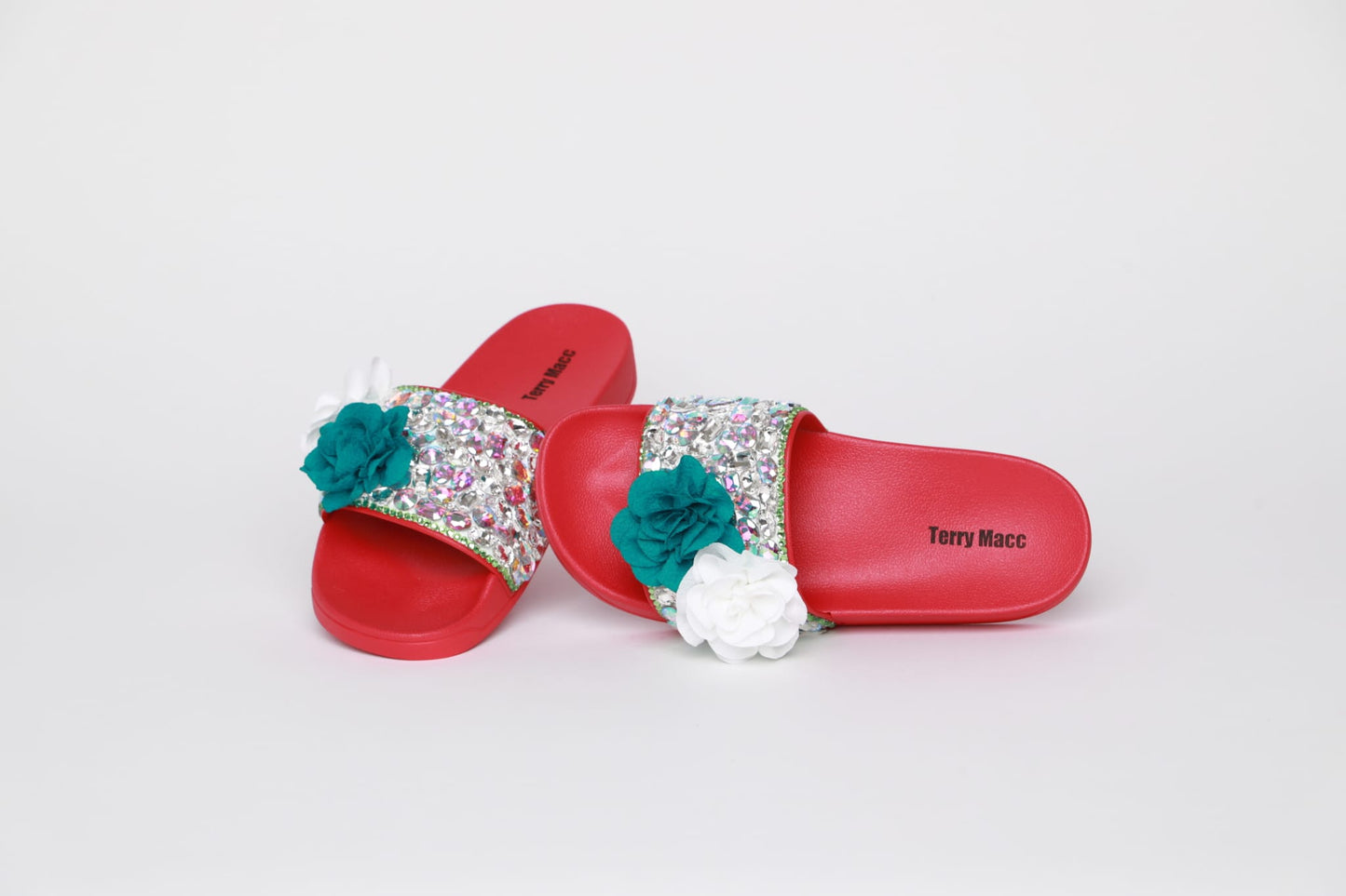 Terry Macc Bow Bling Slides – Red Bow Edition