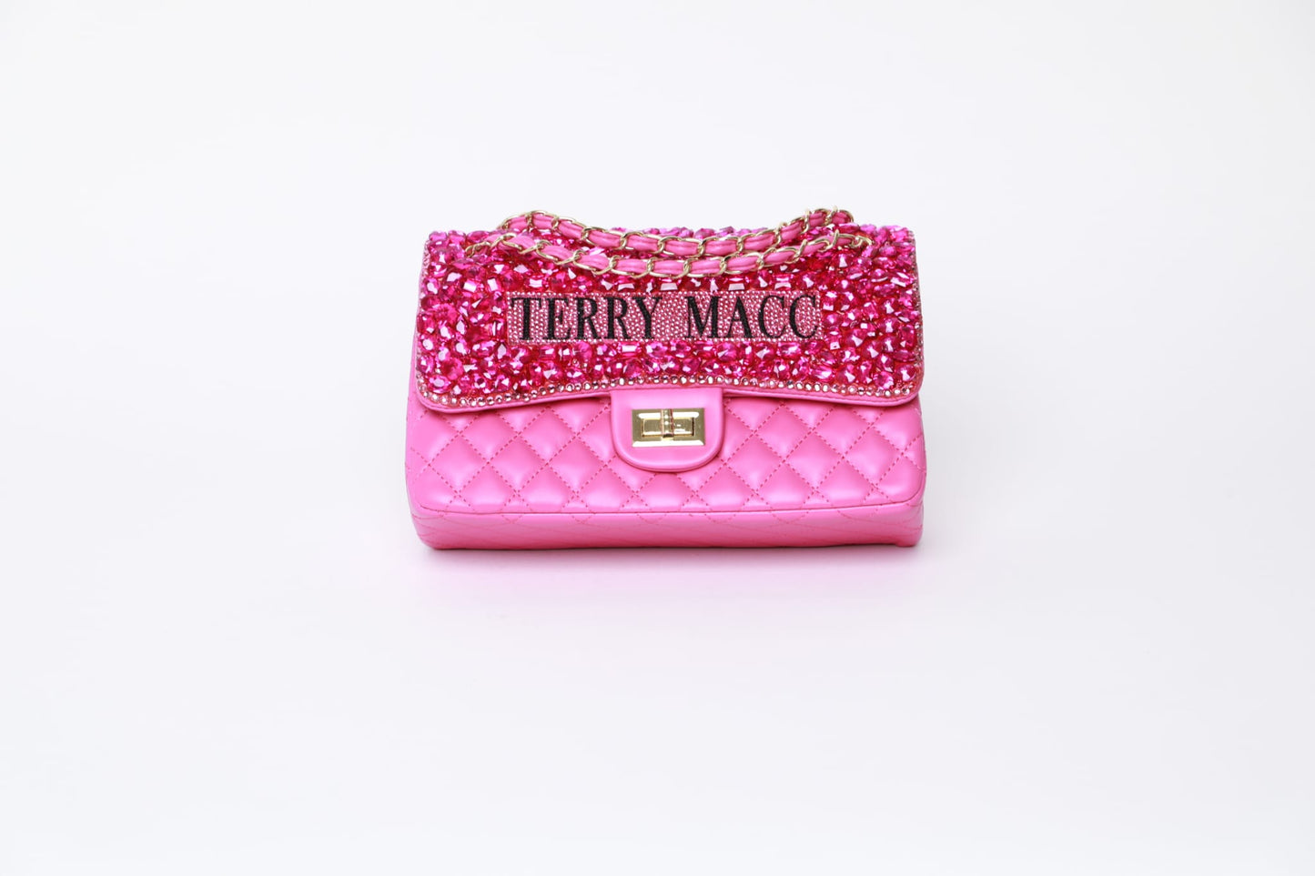 Terry Macc Hot Pink Crystaled Designer Bag
