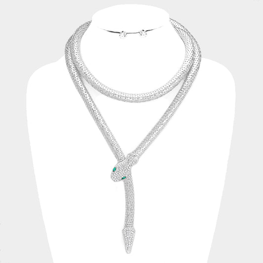 Crystal Embellished Snake Collar Magnetic Necklace