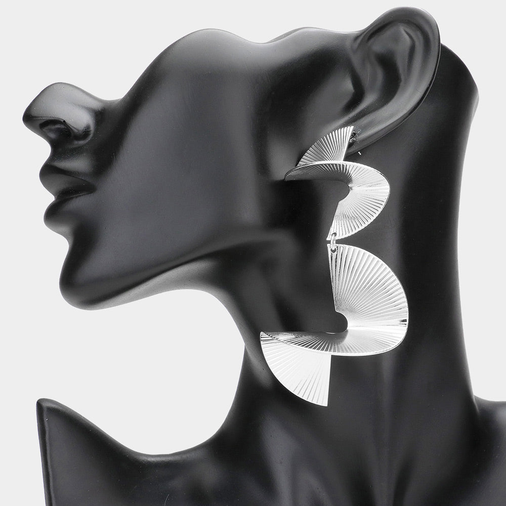 3D Abstract Metal Link Dangle Earrings