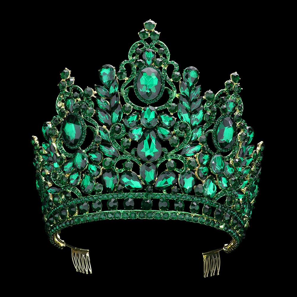 Emerald Green Stone Cluster Princess Tiara
