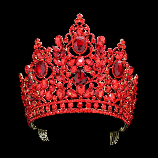 Red Stone Cluster Princess Tiara
