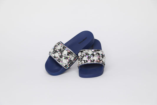 Terry Macc Crystal Garden Slides – Midnight Bloom Navy