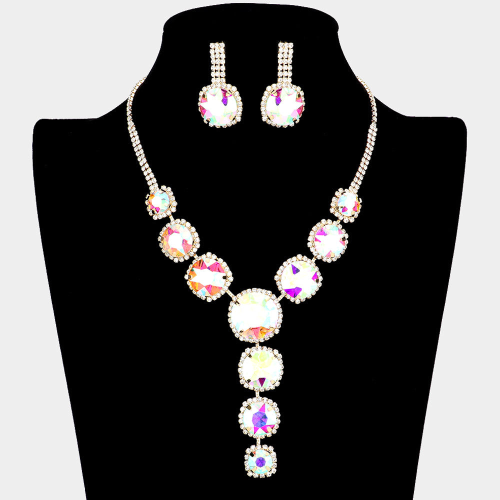 Round Stone Accented Evening Necklace